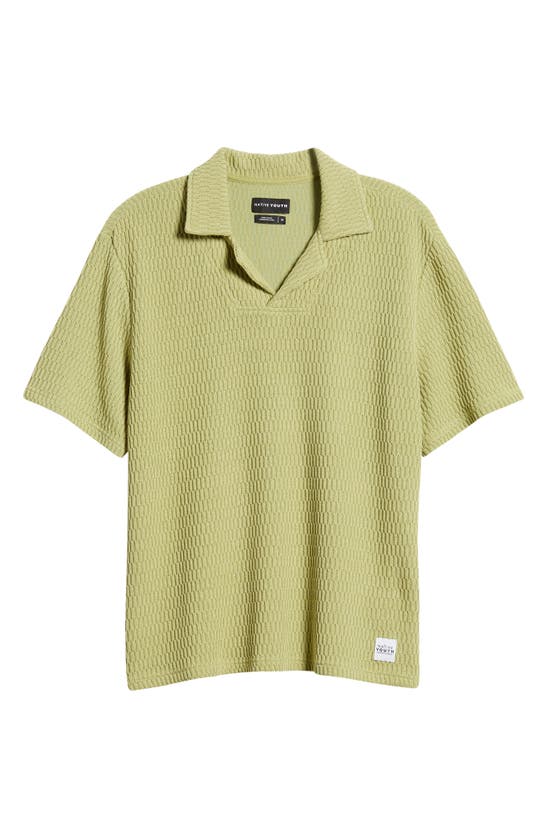 Shop Native Youth Jacquard Johnny Collar Polo In Green