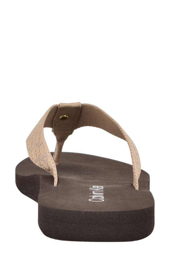 Shop Calvin Klein Caluha Flip Flop Sandal In Taupe Logo