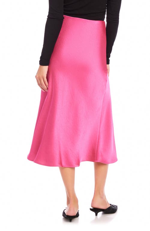 Shop Fifteen Twenty Brielle Satin Midi Skirt In Bright Pink