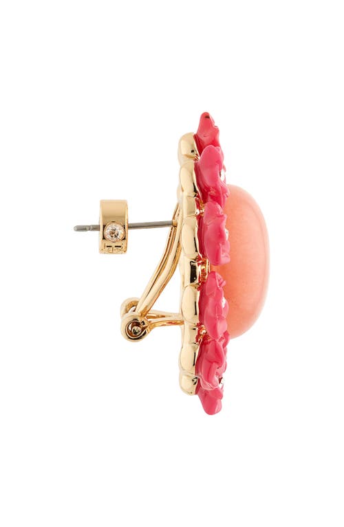 Shop Carolina Herrera Flower & Cabochon Stud Earrings In Pink Multi