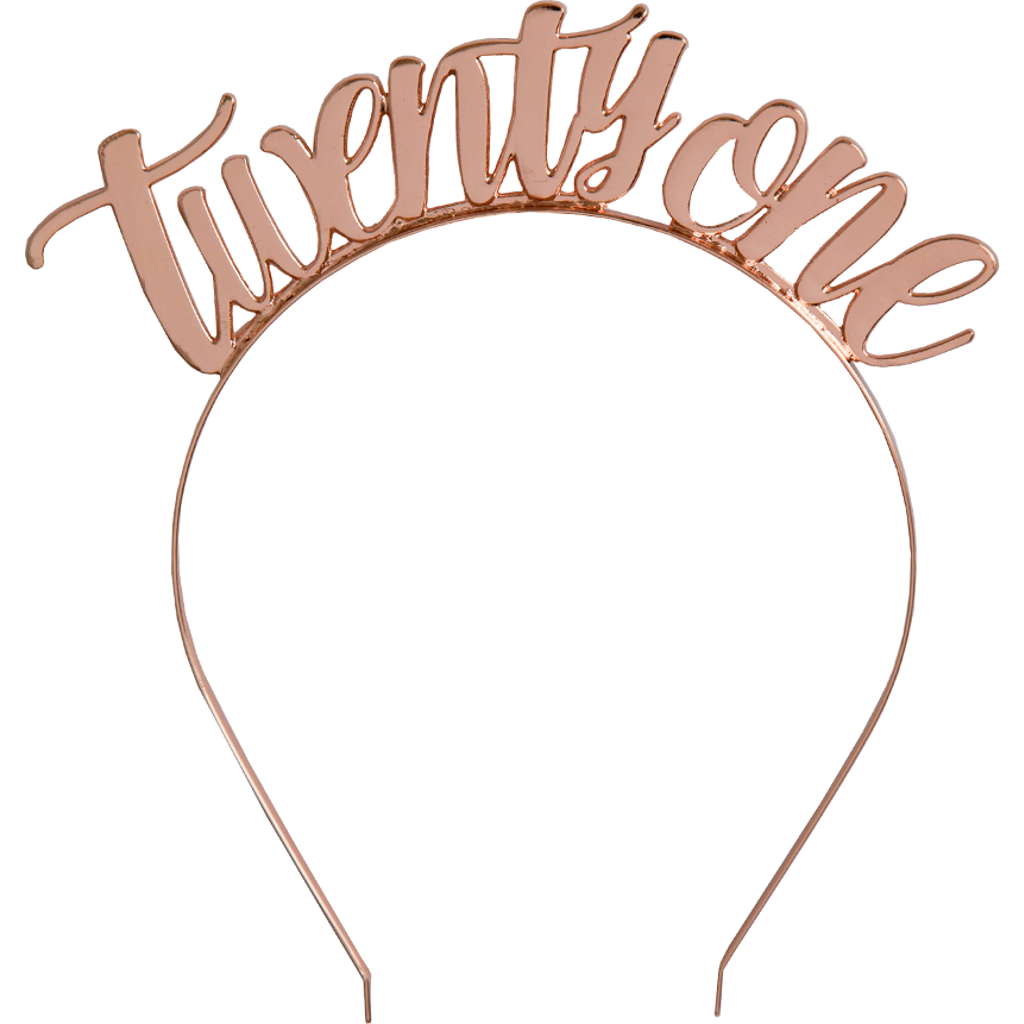 Jollity & Co Milestone Events Metal Headbands In Rose Gold Twenty One