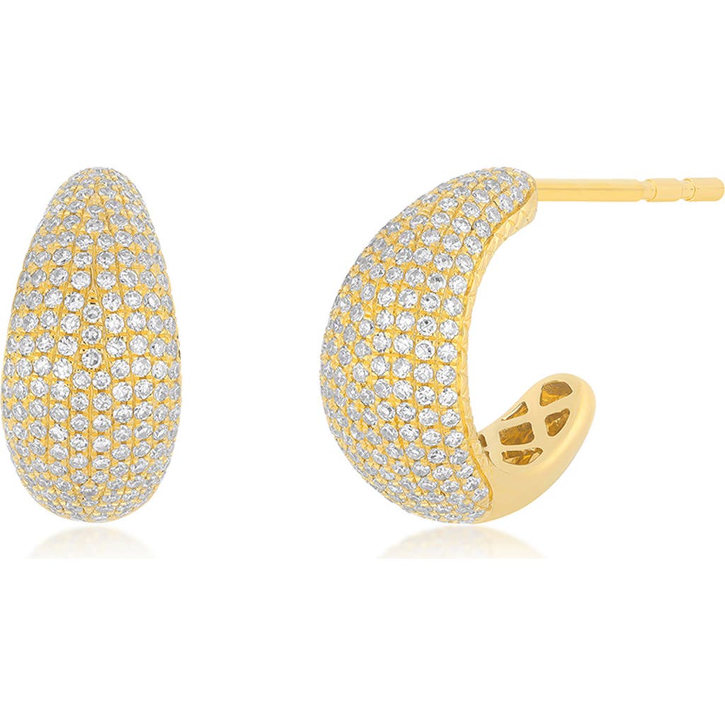 Ef Collection Jumbo Dome Pavè Diamond Hoop Earrings In Yellow Gold
