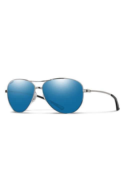 Shop Smith Langley 60mm Chromapop™ Polarized Aviator Sunglasses In Silver/blue Mirror