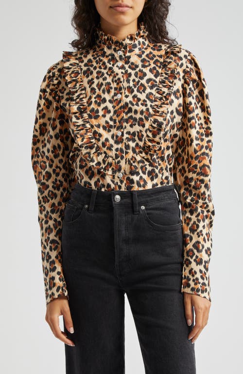 Shop Mille Jolie Animal Print Cotton Button-up Shirt In Cheetah