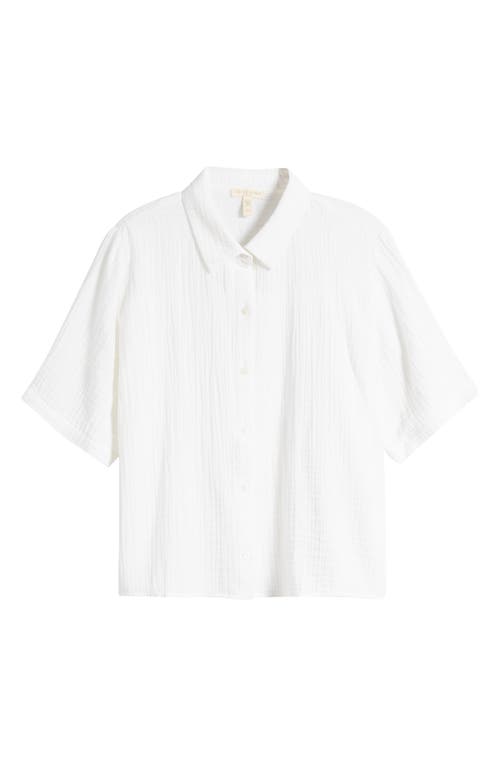Shop Eileen Fisher Organic Cotton Woven Shirt In White