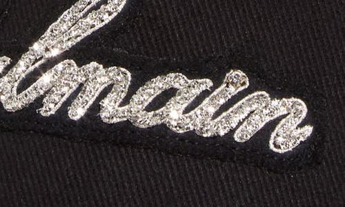 Shop Balmain Logo Appliqué Cotton Twill Baseball Cap In Black/crystal