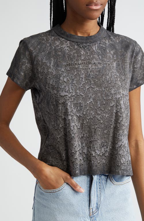 Shop Alexander Wang Logo Debossed Splatter Print Shrunken T-shirt In Steel Grey Splatter