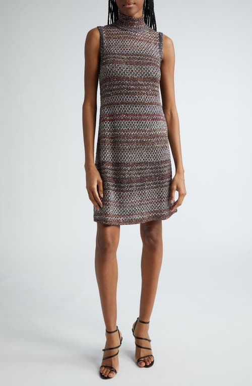 Missoni Mock Neck Sleeveless Sequin Knit Dress in Multicolor On Black Base at Nordstrom, Size 0 Us