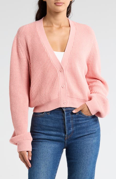 Button-Up Cropped Knit Cardigan