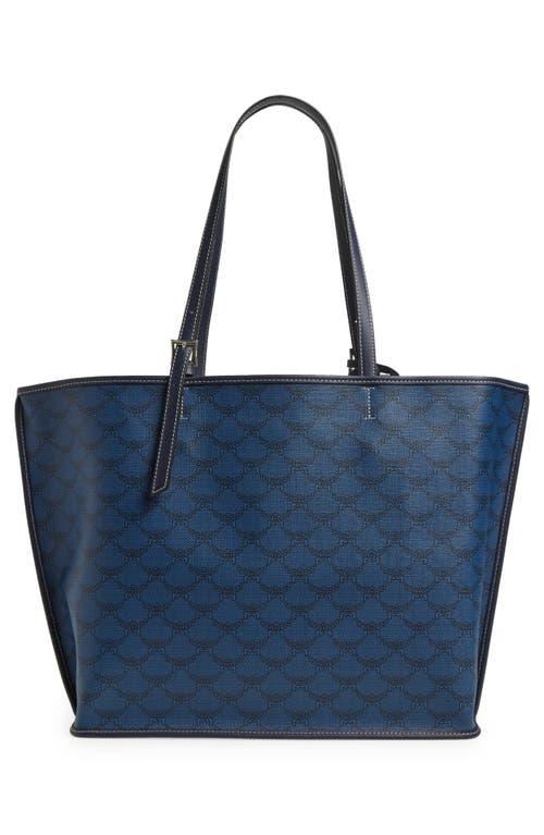 Shop Mcm Himmel Lauretos Coated Canvas Shopper Bag In Navy Blazer