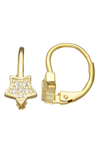 Fzn Cubic Zirconia Star Lever Back Earrings In Gold