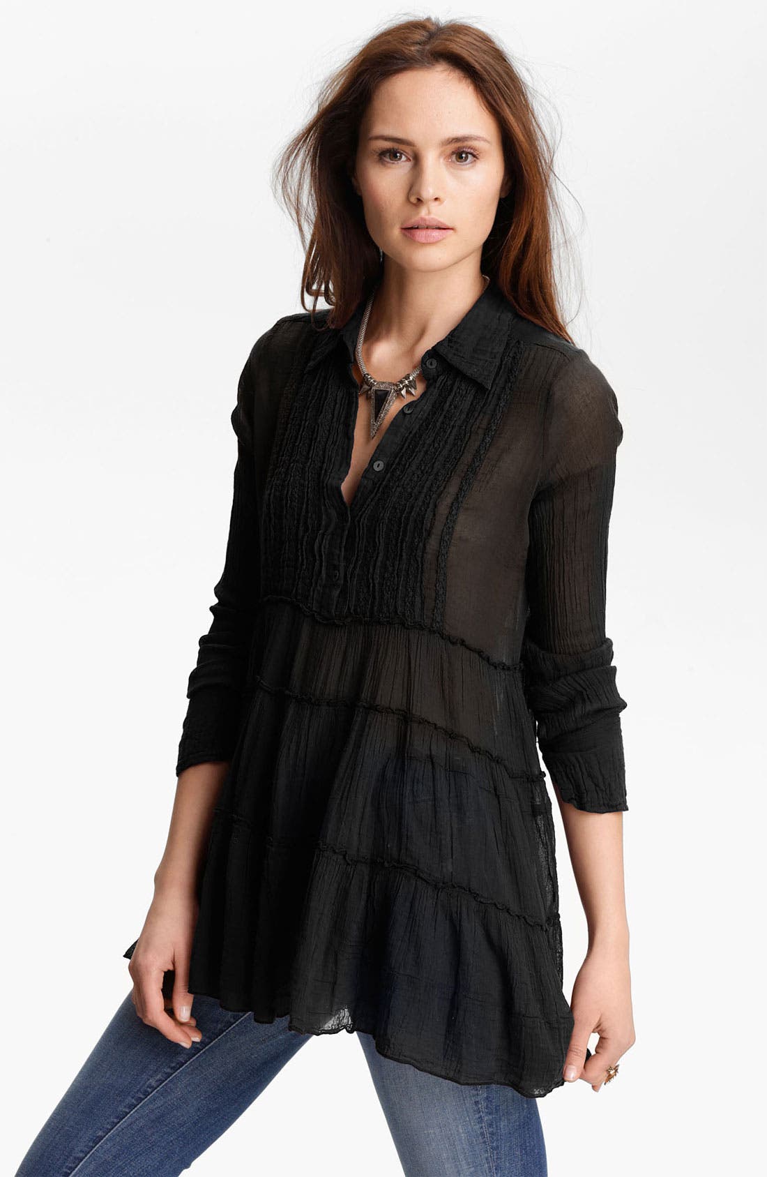 Free People Tiered Gauze Tux Tunic Nordstrom