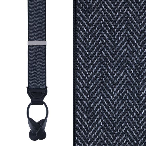Trafalgar Silas Classic Herringbone Elastic Button End Suspenders In Black