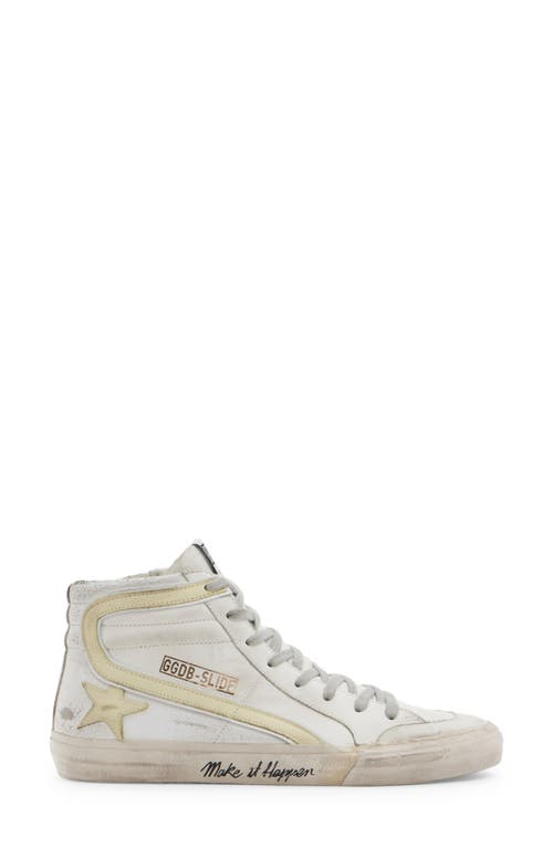 Golden Goose Slide High Top Sneaker In White/yellow