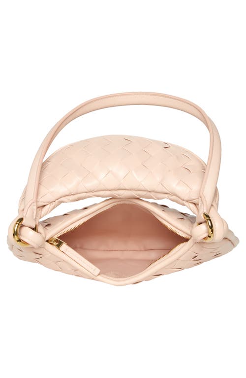 Shop Bottega Veneta Small Gemelli Intrecciato Leather Shoulder Bag In Lotus/brass