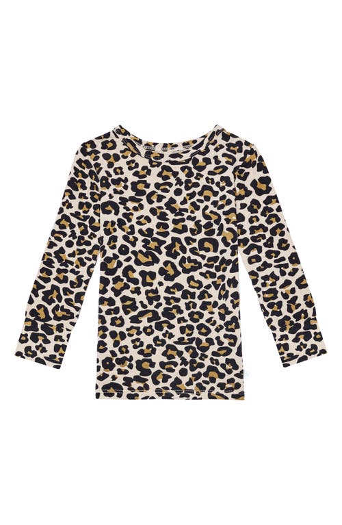 Shop Posh Peanut Lana Leopard Long Sleeve Fitted Two-piece Pajamas In Beige/khaki