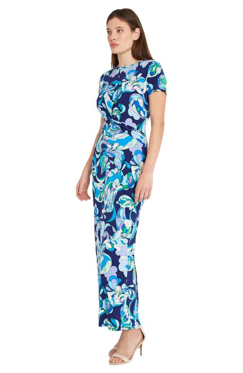 Shop Donna Morgan For Maggy Waist Twist Maxi Dress In Navy/light Lilac