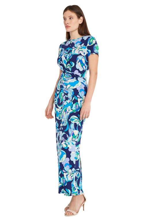 Donna Morgan For Maggy Waist Twist Maxi Dress In Navy/light Lilac