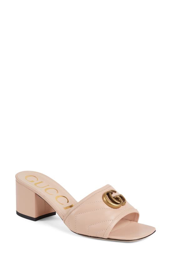 Gucci Gg Chevron Matelassé Slide Sandal In Skin Rose
