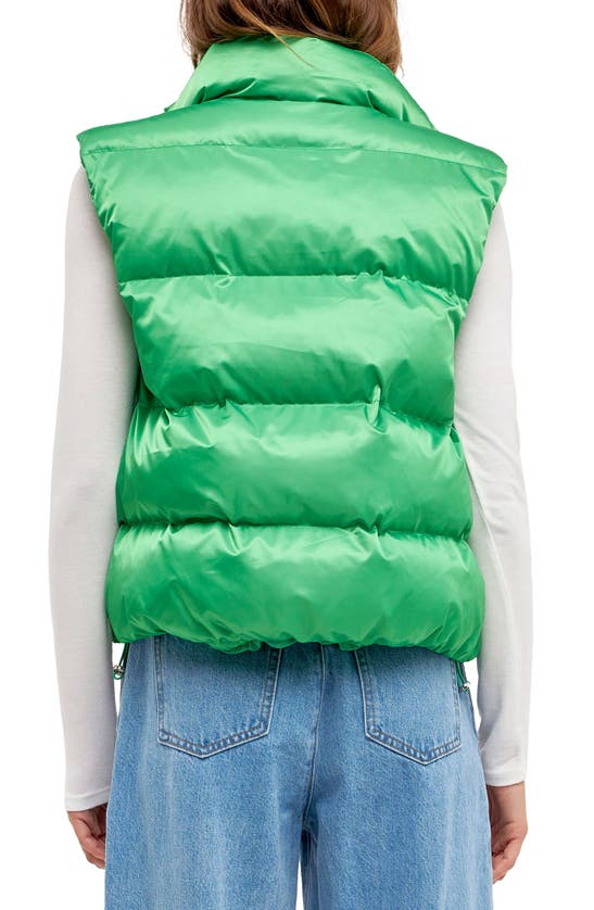 Grey Lab Quilted Satin Puffer Vest In Green ModeSens