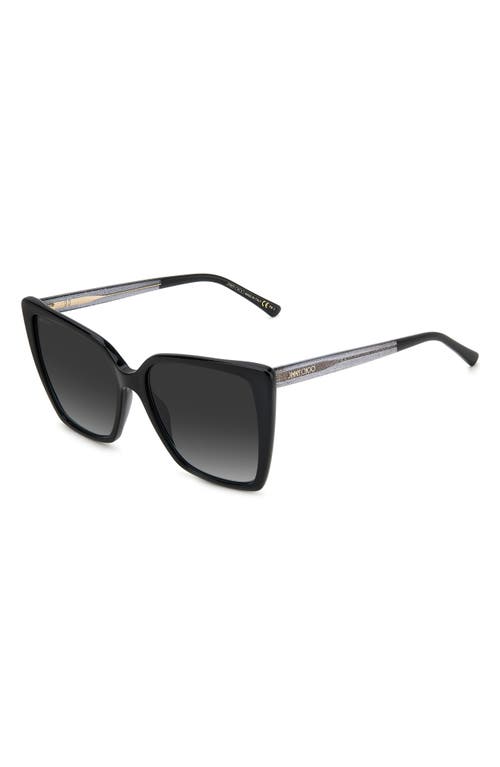 Shop Jimmy Choo Lessie 56mm Gradient Cat Eye Sunglasses In Black/grey Shaded