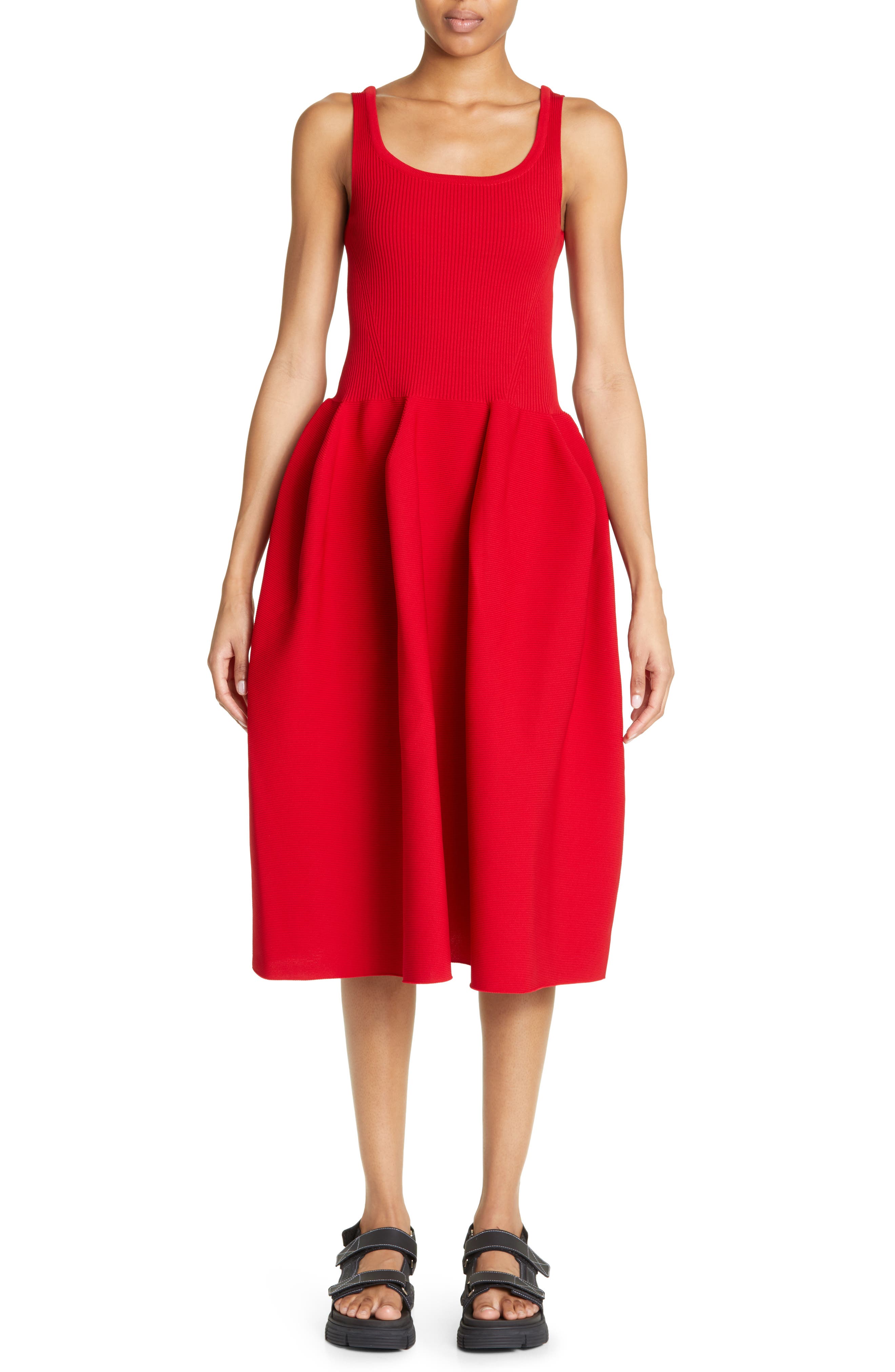 CFCL Pottery 1 Scoop Neck Fit & Flare Sweater Dress in Red | Smart
