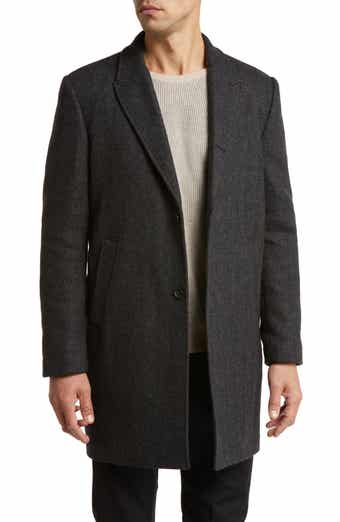 Burberry Detachable Hood Herringbone Wool Tailored Coat , Size: 48, Brown
