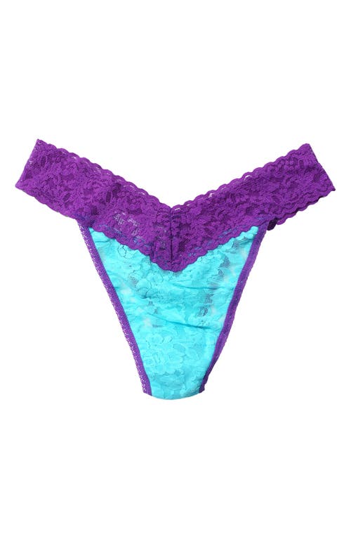 Shop Hanky Panky Signature Lace Original Rise Thong In Beau Blue/vivacious Violet