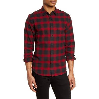 Life/after/denim Dark Shadow Regular Fit Plaid Button-Up Flannel Shirt, Red