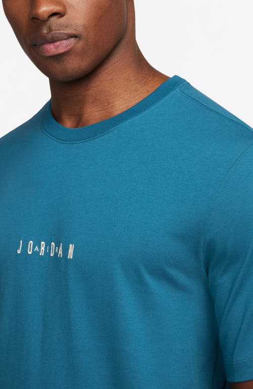 Shop Nike Jordan Embroidered Crewneck T-shirt In Industrial Blue/sail/sail