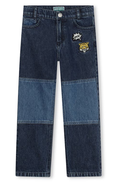 KENZO Kids' Colorblock Straight Leg Jeans Bleach at Nordstrom