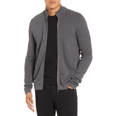 Theory Udeval Breach Regular Fit Zip Cardigan, Grey