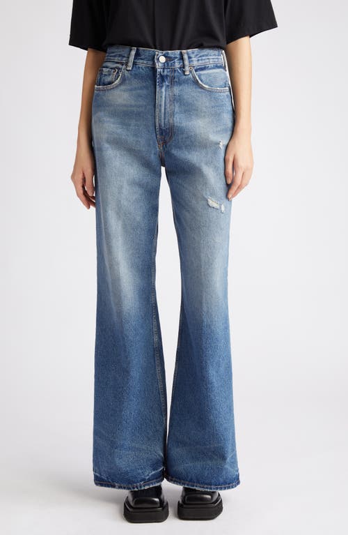 Acne Studios 2022 Organic Cotton Denim Wide Leg Jeans in Mid Blue at Nordstrom, Size 30 30