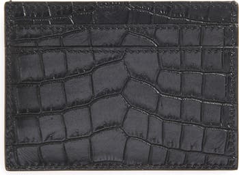 YSL Monogram Croc Embossed Leather Card Case