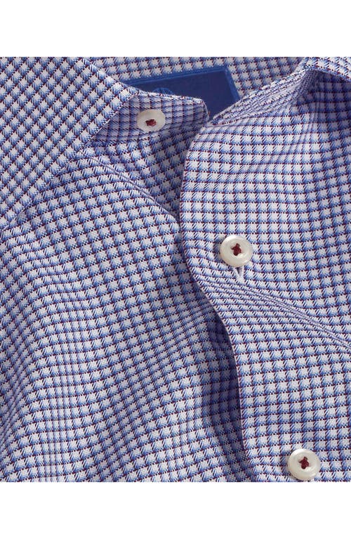 David Donahue Trim Fit Shadow Check Cotton Dress Shirt In Merlot/sky