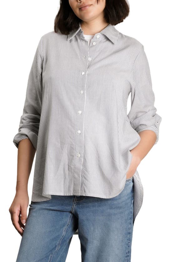Shop Nom Maternity The Everyday Gauze Maternity Button-up Shirt In Blue White Stripe