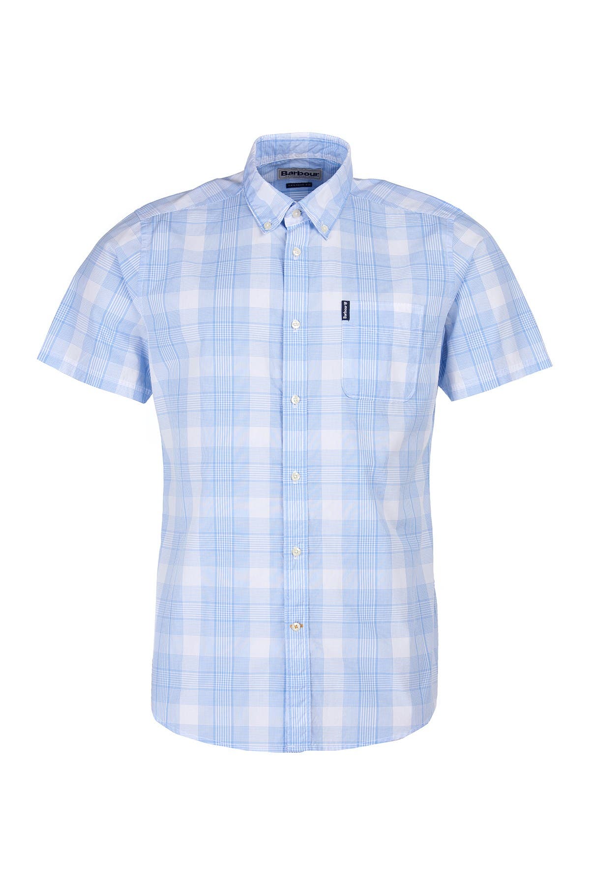 Barbour Checker Short Sleeve Dress Shirt In Light/pastel Blue