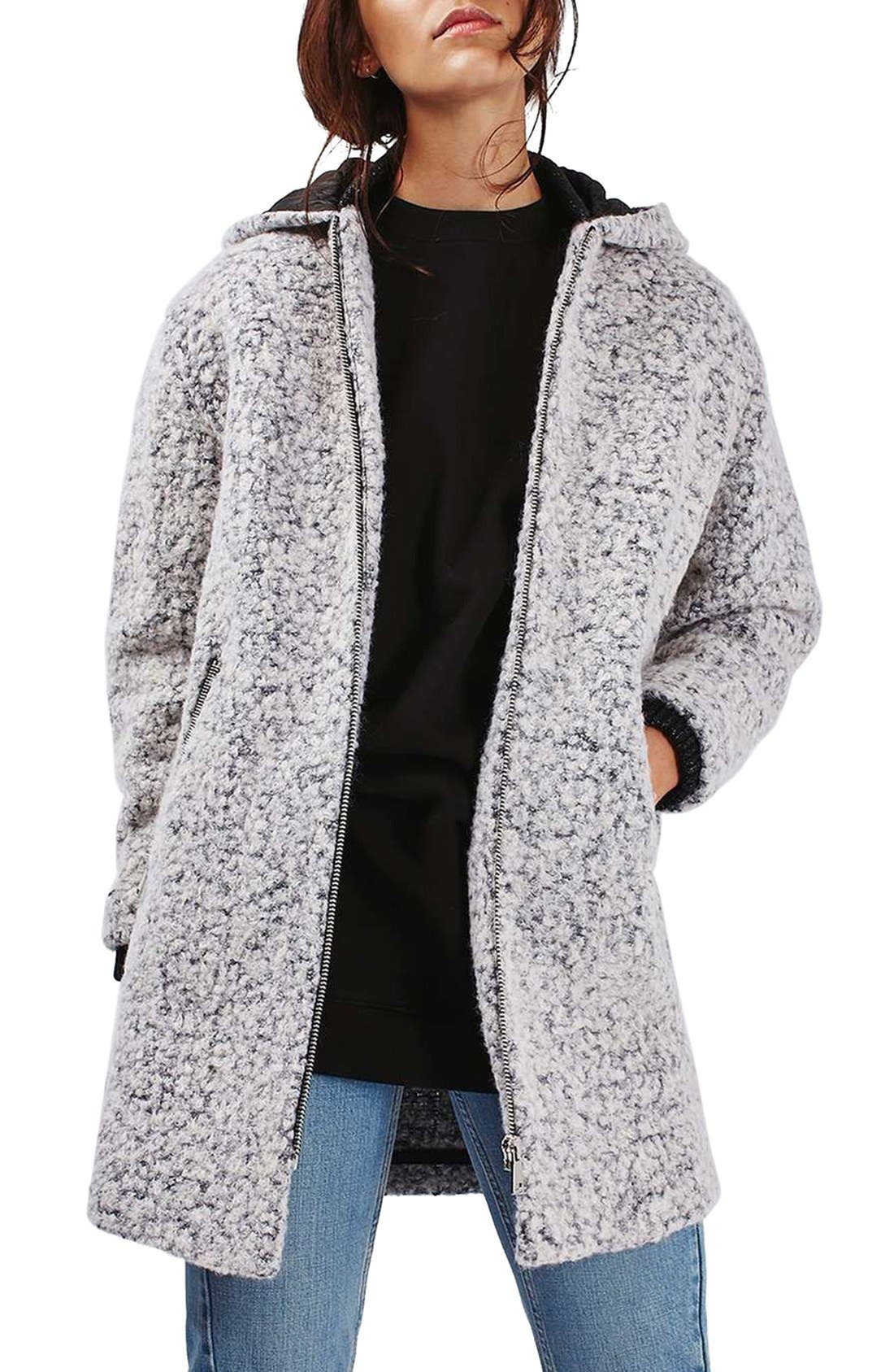 Abigail Bouclé Hooded Wool Blend Coat Nordstrom