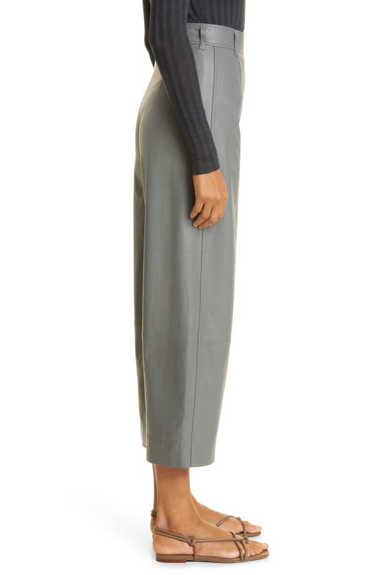 Vince Leather Wide Leg Crop Pants In Sea Stone