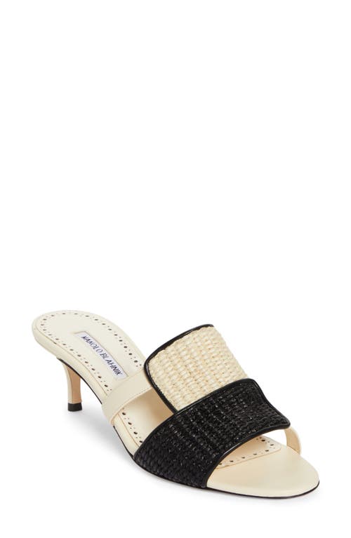 Shop Manolo Blahnik Fabiolamu Kitten Heel Slide Sandal In Black