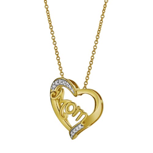 Luvmyjewelry Chic Mom Heart Diamond Pendant Necklace In 10k Yellow Gold