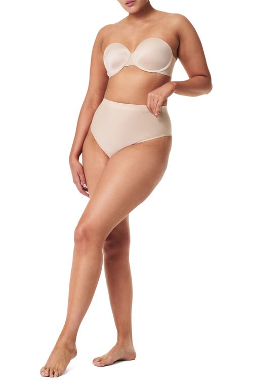 Spanx Sheer Power High-rise Shaping Thong In Champagne Beige