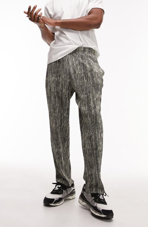Men's Dark Striped Slim Cropped Pants Business Work Formal Stretch Suit  Trousers