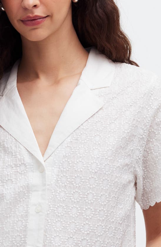 Shop Madewell Embroidered Semisheer Resort Shirt In Eyelet White