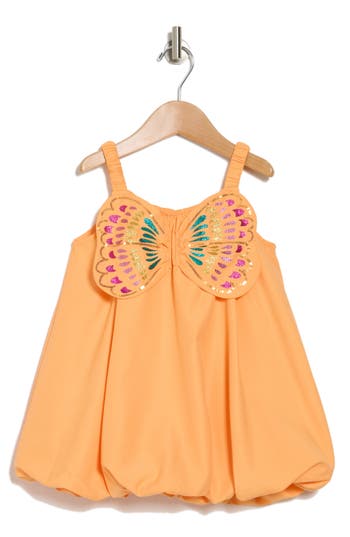 Shop Flapdoodles Kids' Butterfly Bow Dress In Orange