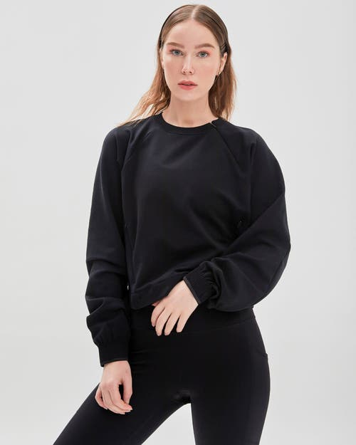 Shop Rebody Active City Zip Crop Crewneck Sweatshirt In Black