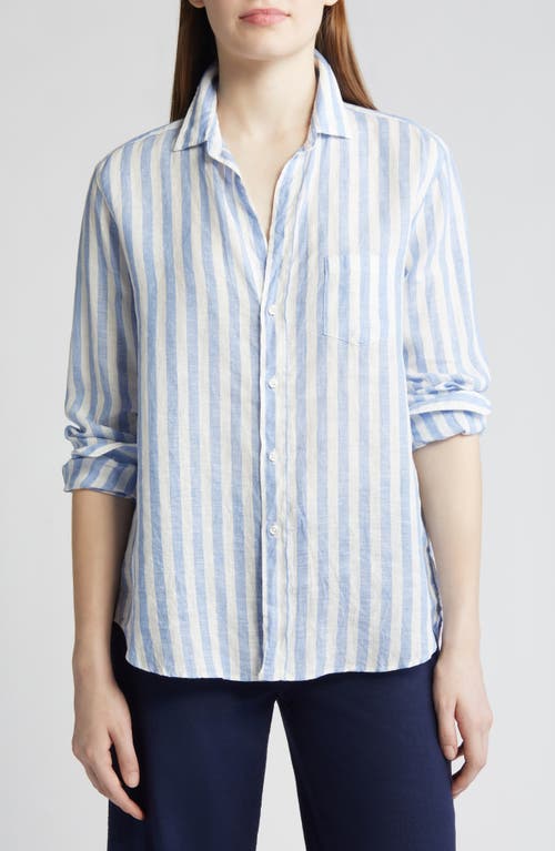 Eileen Relaxed Button-Up Shirt in Wide White Blue Stripe