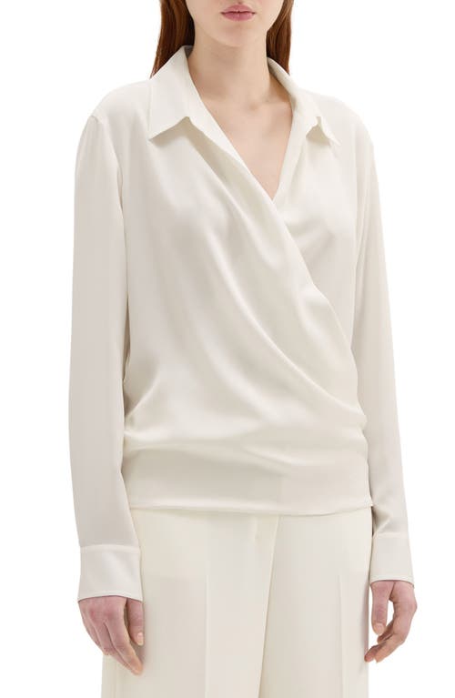 Theory Moder Wrap Silk Shirt Sand at Nordstrom,