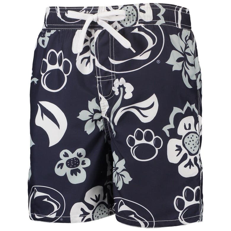WES & WILLY YOUTH WES & WILLY NAVY PENN STATE NITTANY LIONS FLORAL VOLLEY SWIM TRUNKS