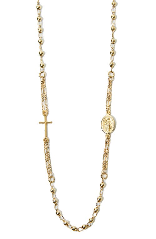 Argento Vivo Sterling Silver Blessed Mary Cross Chain Necklace in Gold